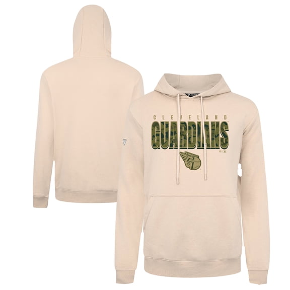 Men's Levelwear  Khaki Cleveland Guardians Podium Protect Pullover Hoodie
