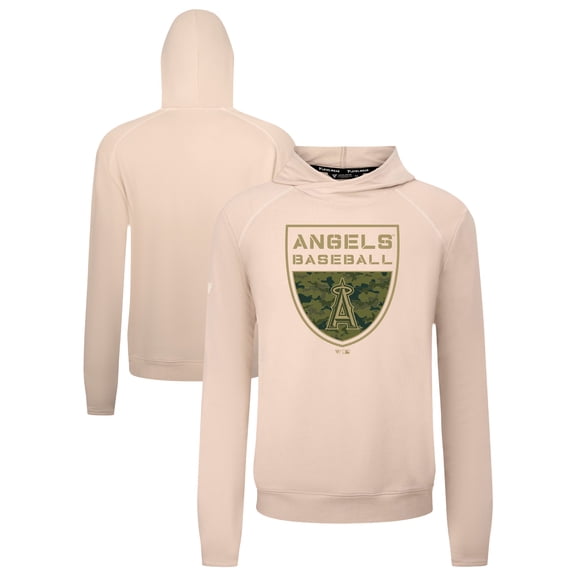 Men's Levelwear  Khaki Los Angeles Angels Mandate Buckler Tri-Blend Pullover Hoodie