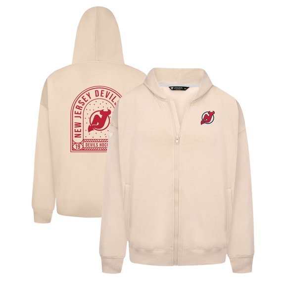 Men's Levelwear Khaki New Jersey Devils Uphill Stained Glass Full-Zip Hoodie Jacket