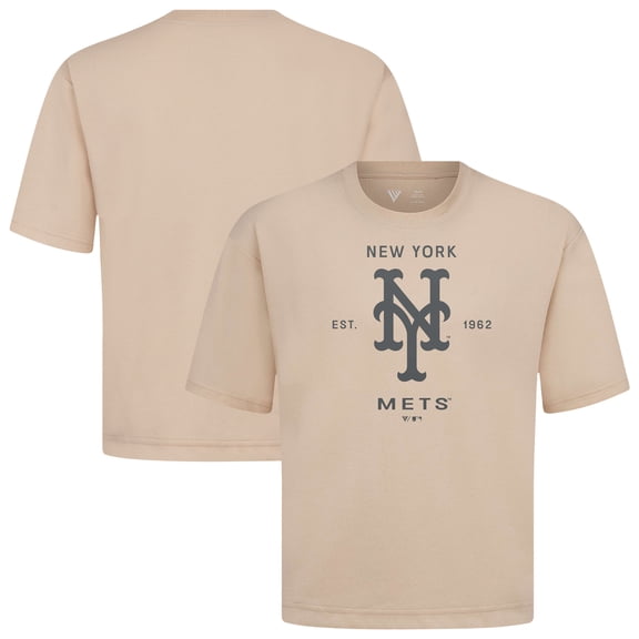 Men's Levelwear Khaki New York Mets Crossway Oversized Luxe Signature Knit T-Shirt