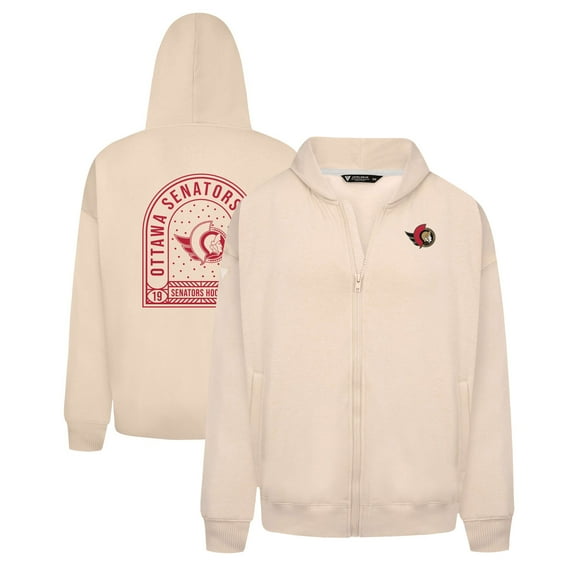 Men's Levelwear Khaki Ottawa Senators Uphill Stained Glass Full-Zip Hoodie Jacket