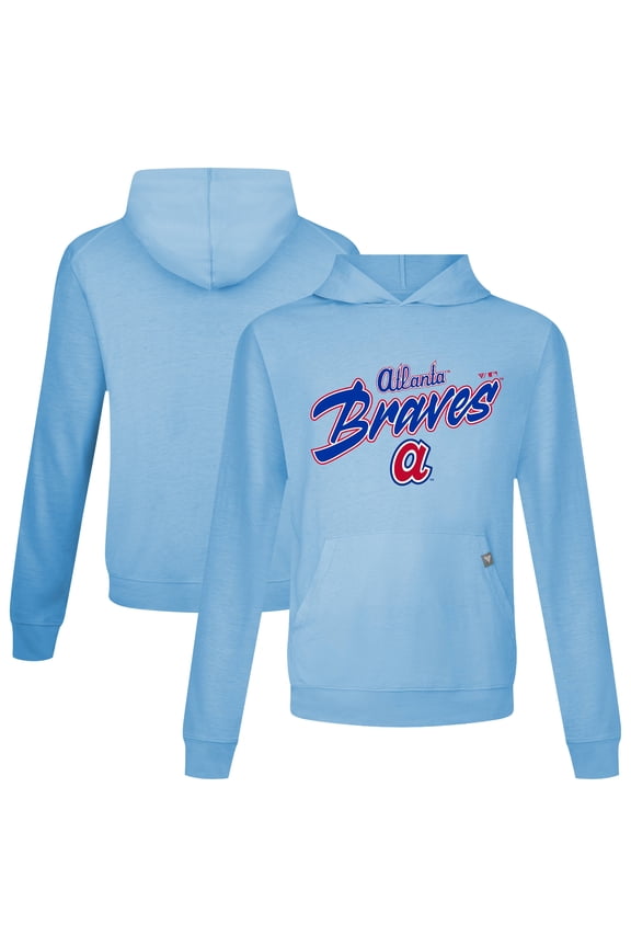 Men's Levelwear Light Blue Atlanta Braves Defiant Relay Pullover Hoodie