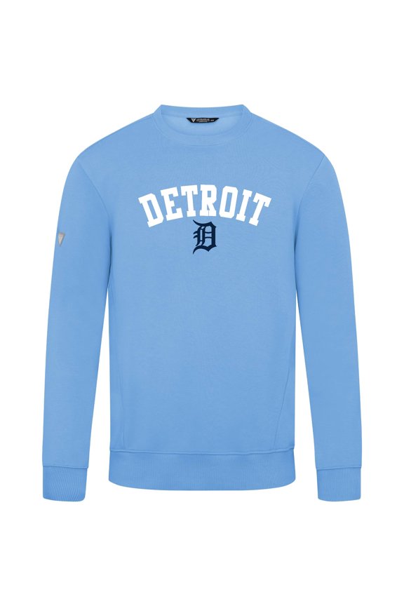 Men's Levelwear Light Blue Detroit Tigers Zane Felt Arch Pullover Sweatshirt