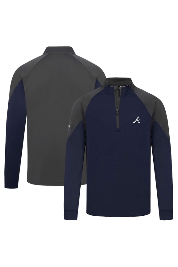 Men's Levelwear Navy Atlanta Braves Cadet Insignia 2.0 Raglan Quarter-Zip Jacket