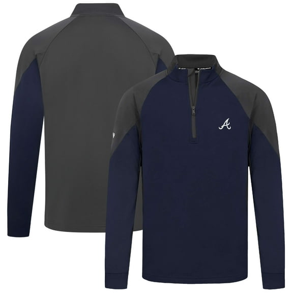 Men's Levelwear Navy Atlanta Braves Cadet Insignia 2.0 Raglan Quarter-Zip Jacket