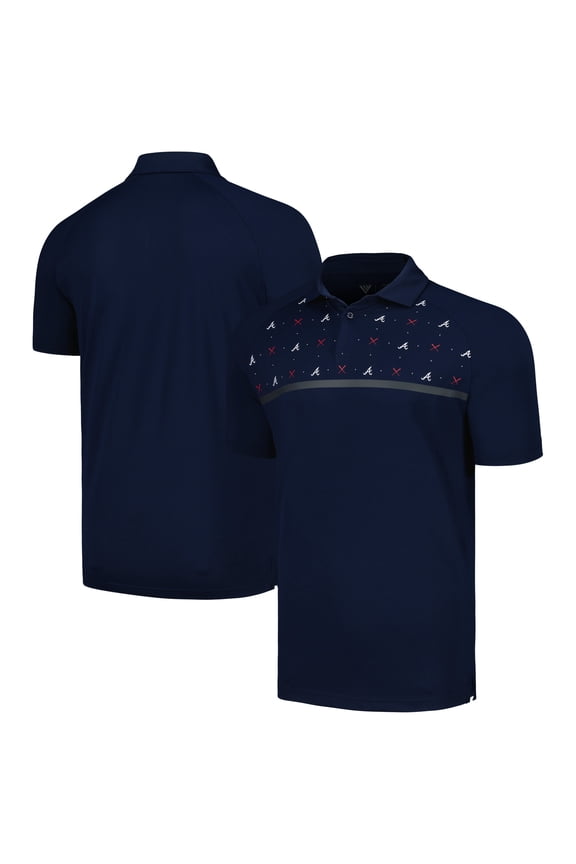 Men's Levelwear Navy Atlanta Braves Sector Batter Up Raglan Polo