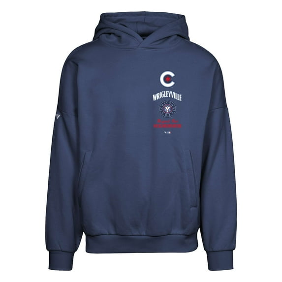 Men's Levelwear Navy Chicago Cubs City Connect Contact Baseline Pullover Hoodie