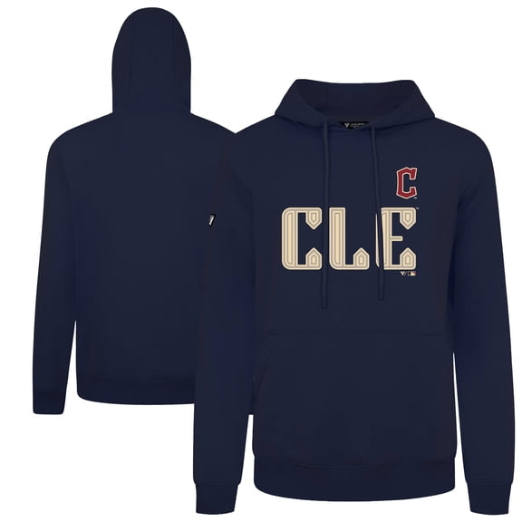 Men's Levelwear  Navy Cleveland Guardians City Connect Podium Core Logo Pullover Hoodie