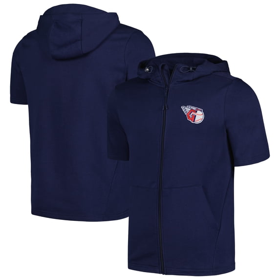Men's Levelwear Navy Cleveland Guardians Recruit Short Sleeve Full-Zip Hoodie
