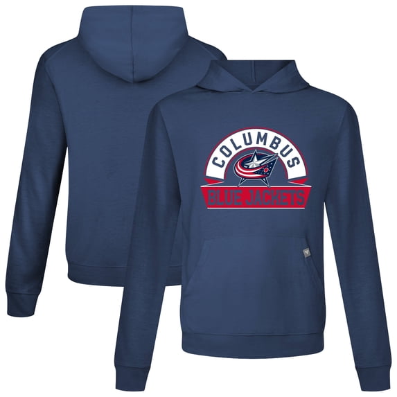 Men's Levelwear Navy Columbus Blue Jackets Relay Banner Arch Pullover Hoodie