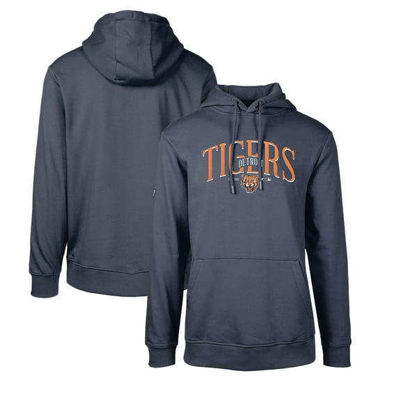 Men's Levelwear Navy Detroit Tigers Cooperstown Collection Podium Retro Spellout Pullover Hoodie