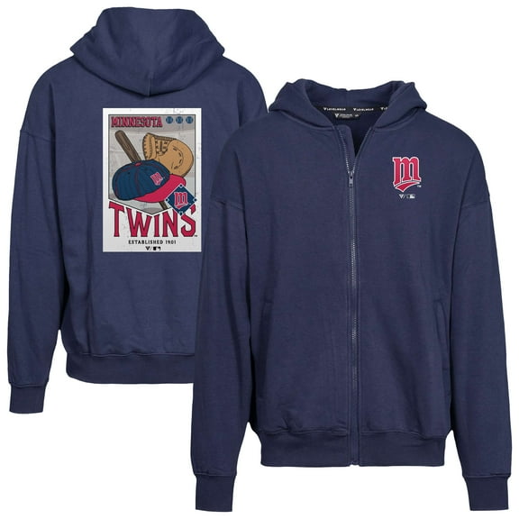 Men's Levelwear Navy Minnesota Twins Uphill Cooperstown Collection Core Logo Full-Zip Hoodie