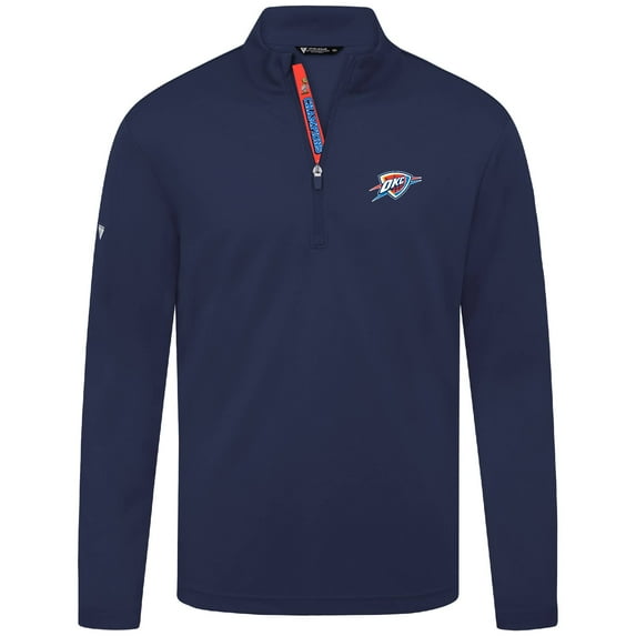 Men's Levelwear Navy Oklahoma City Thunder 2025 NBA Finals Champions Heron Quarter-Zip Pullover