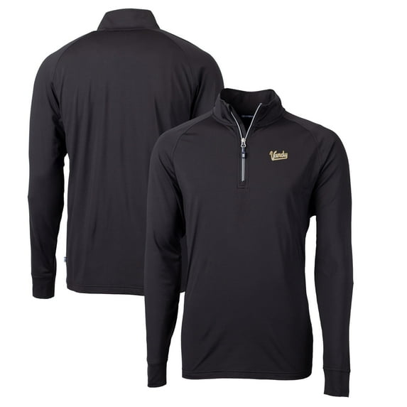 Men's Cutter & Buck Black Vanderbilt Commodores Big & Tall Adapt Eco Knit Stretch Recycled Raglan Quarter-Zip DryTec Top