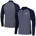 thumbnail image 1 of Men's Levelwear Navy Seattle Mariners Charter Striped Raglan Quarter-Zip Top, 1 of 3