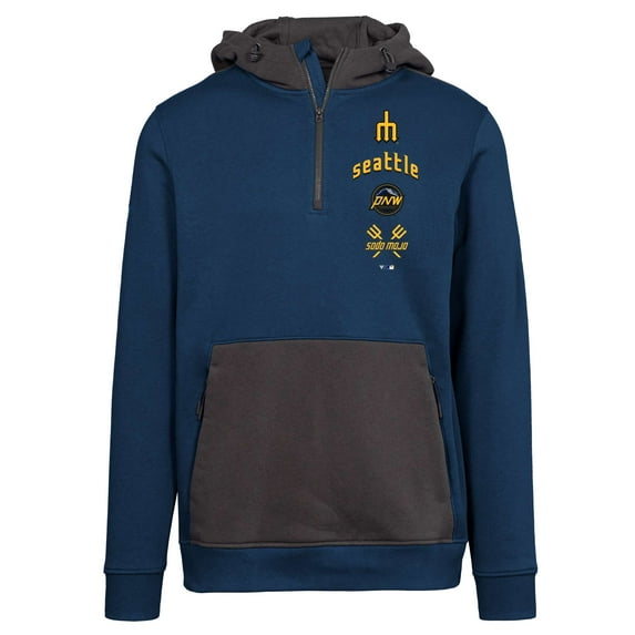 Men's Levelwear Navy Seattle Mariners City Connect Chicane Baseline Quarter-Zip Hoodie