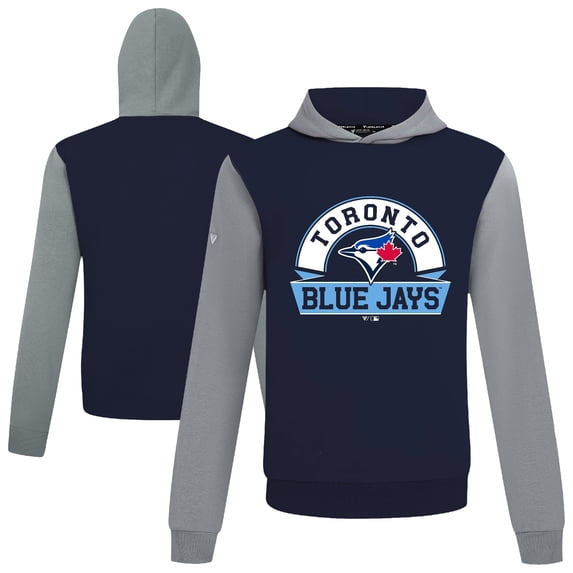 Men's Levelwear Navy Toronto Blue Jays Throwback Ultimate Banner Arch Hoodie