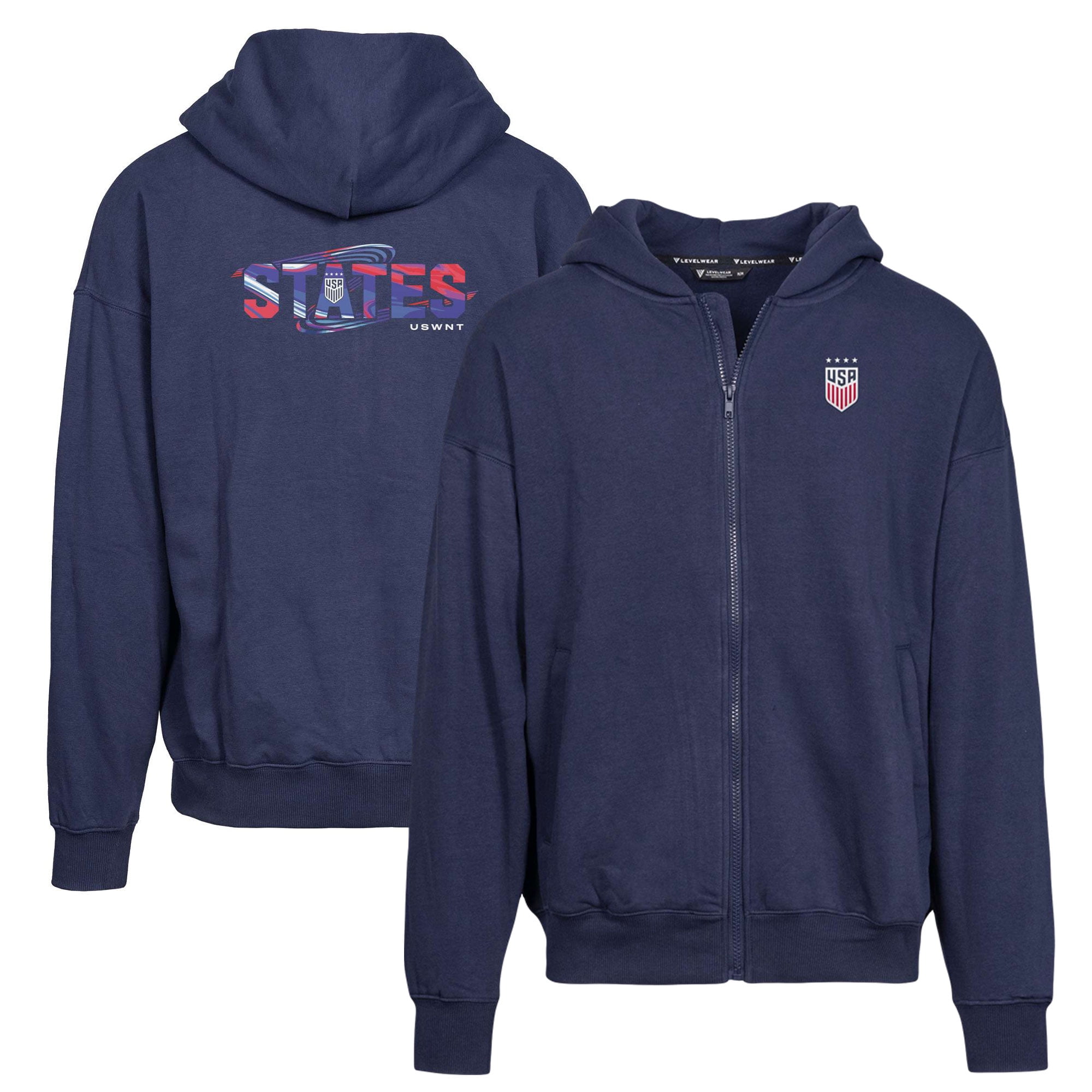 Men s Levelwear Navy USWNT Uphill Stateside Full Zip Hoodie Jacket