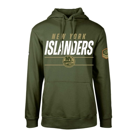 Men's Levelwear Olive New York Islanders Delta-Podium Fleece Pullover Hoodie