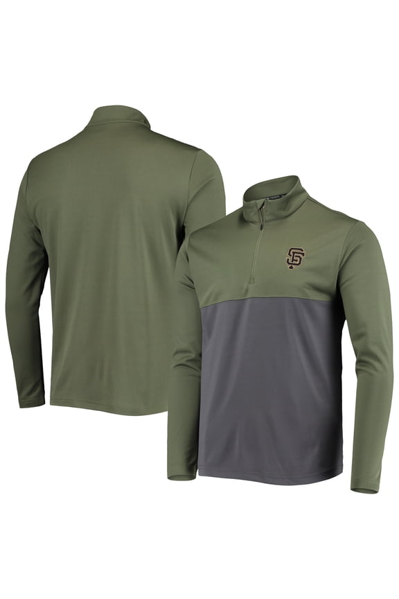 Men's Levelwear Olive San Francisco Giants Delta Pursue Quarter-Zip Jacket