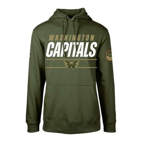 Men's Levelwear Olive Washington Capitals Delta-Podium Fleece Pullover Hoodie