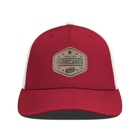 Men's Levelwear Red Carolina Hurricanes Faux Leather Patch Structured Adjustable Hat