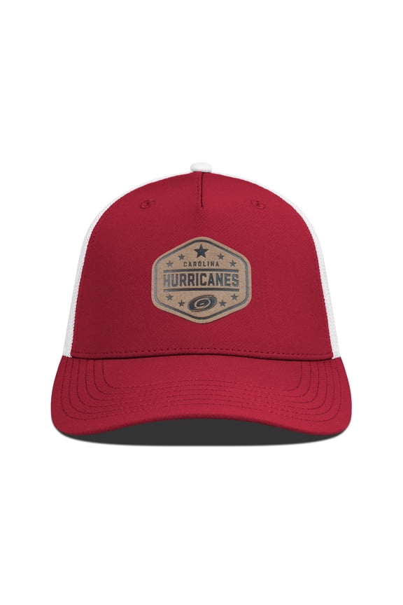 Men's Levelwear Red Carolina Hurricanes Faux Leather Patch Structured Adjustable Hat