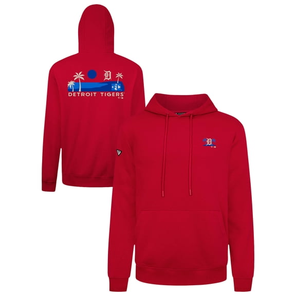 Men's Levelwear Red Detroit Tigers Panoramic Podium Hoodie