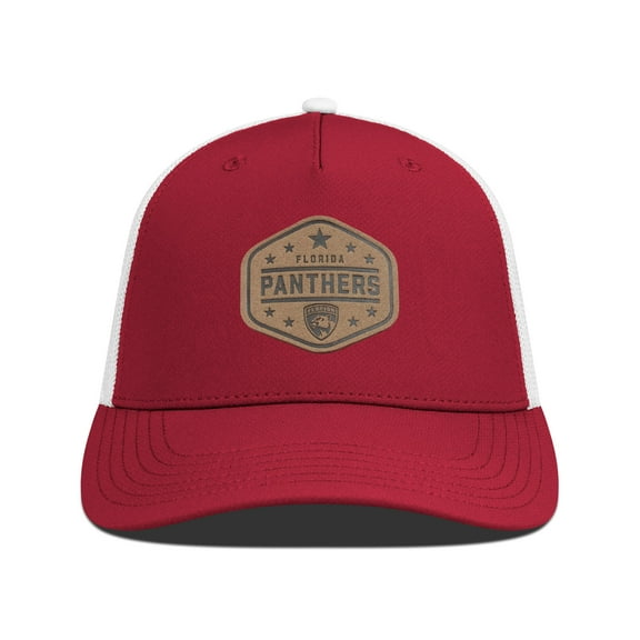 Men's Levelwear Red Florida Panthers Faux Leather Patch Structured Adjustable Hat