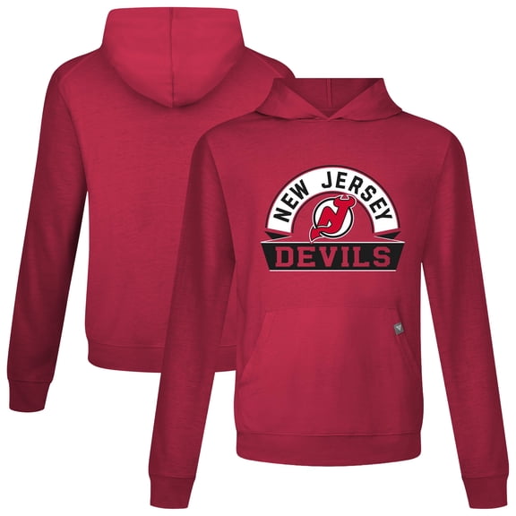 Men's Levelwear Red New Jersey Devils Relay Banner Arch Pullover Hoodie