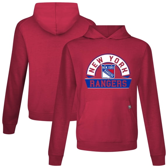 Men's Levelwear Red New York Rangers Relay Banner Arch Pullover Hoodie
