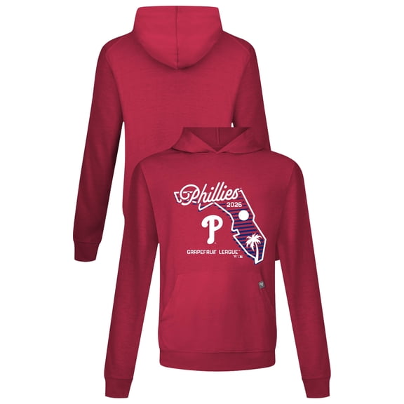 Men's Levelwear Red Philadelphia Phillies Sunrise Relay Long Sleeve T-Shirt Hoodie