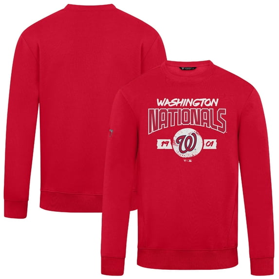 Men's Levelwear Red Washington Nationals Punch Out Pullover Sweatshirt