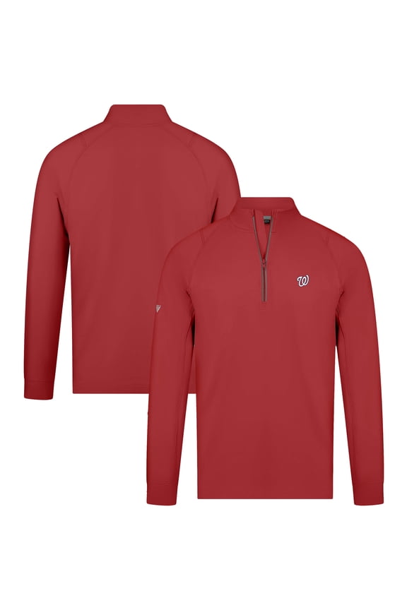 Men's Levelwear Red Washington Nationals Theory Insignia Quarter-Zip Pullover