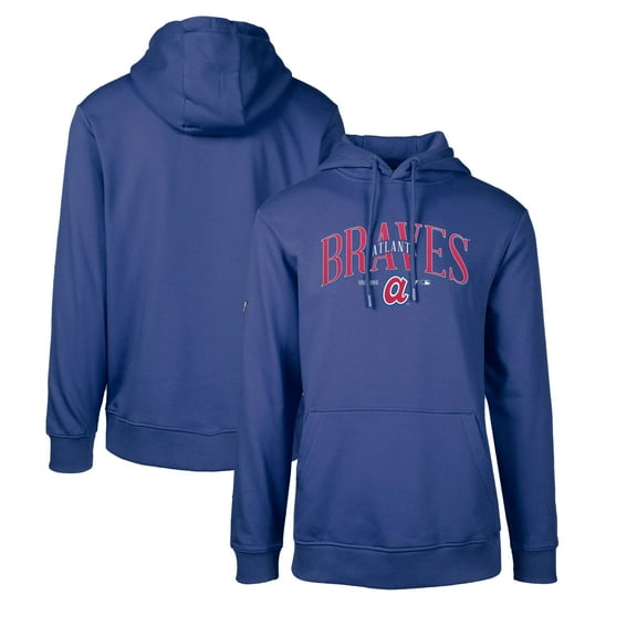 Men's Levelwear Royal Atlanta Braves Cooperstown Collection Podium Retro Spellout Pullover Hoodie