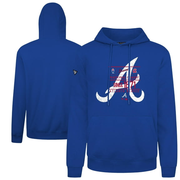 Men's-Levelwear  Royal Atlanta Braves Distressed Podium Acumen Pullover Hoodie
