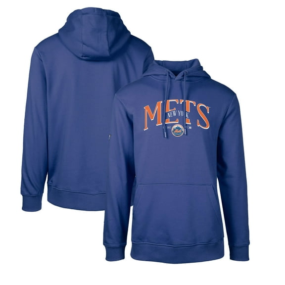 Men's Levelwear Royal New York Mets Cooperstown Collection Podium Retro Spellout Pullover Hoodie