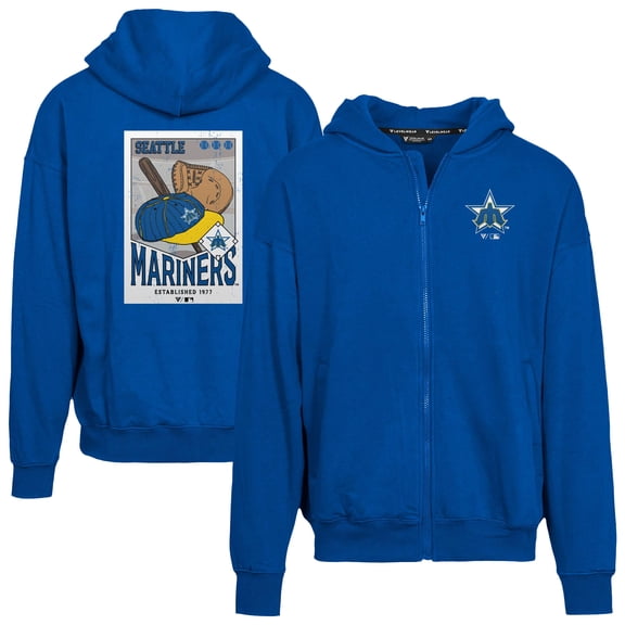 Men's Levelwear Royal Seattle Mariners Uphill Cooperstown Collection Core Logo Full-Zip Hoodie