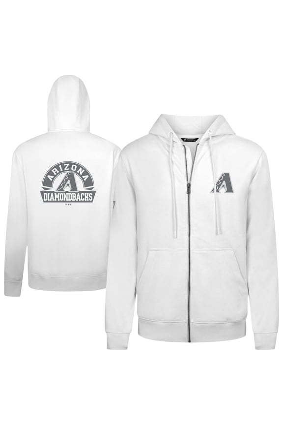 Men's Levelwear White Arizona Diamondbacks Podium Chenille Logo Full-Zip Hoodie