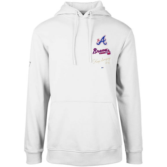 Men's Levelwear White Atlanta Braves City Connect Podium Baseline Pullover Hoodie