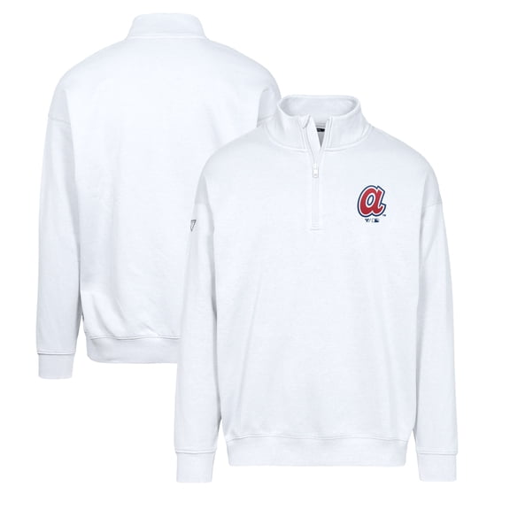 Men's Levelwear White Atlanta Braves Murray Core Logo Quarter-Zip Pullover Top