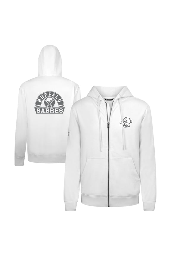 Men's Levelwear White Buffalo Sabres Podium Chenille Logo Full-Zip Hoodie