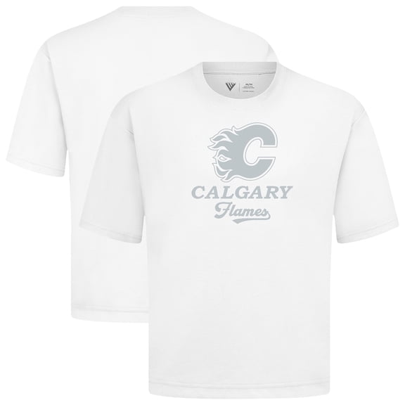 Men's Levelwear White Calgary Flames Shadow Surge Luxe Signature Knit T-Shirt