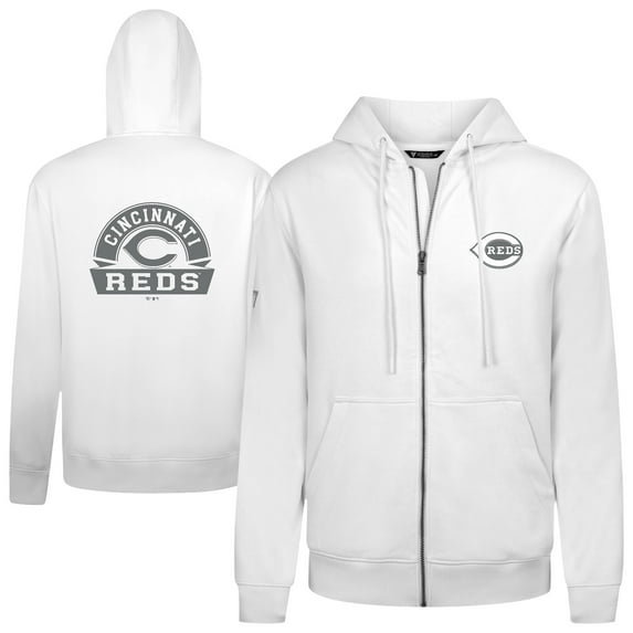 Men's Levelwear White Cincinnati Reds Podium Banner Arch Full-Zip Hoodie