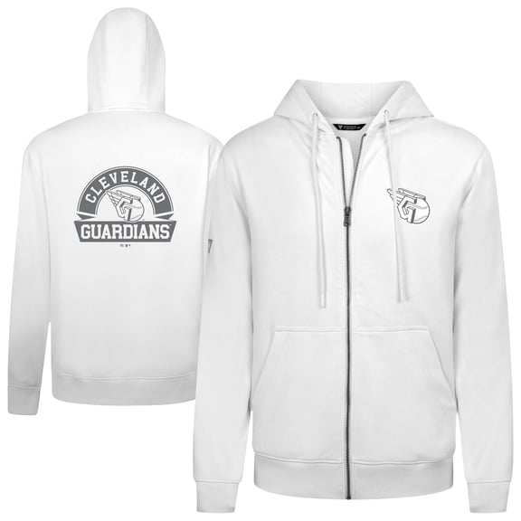 Men's Levelwear White Cleveland Guardians Podium Banner Arch Full-Zip Hoodie