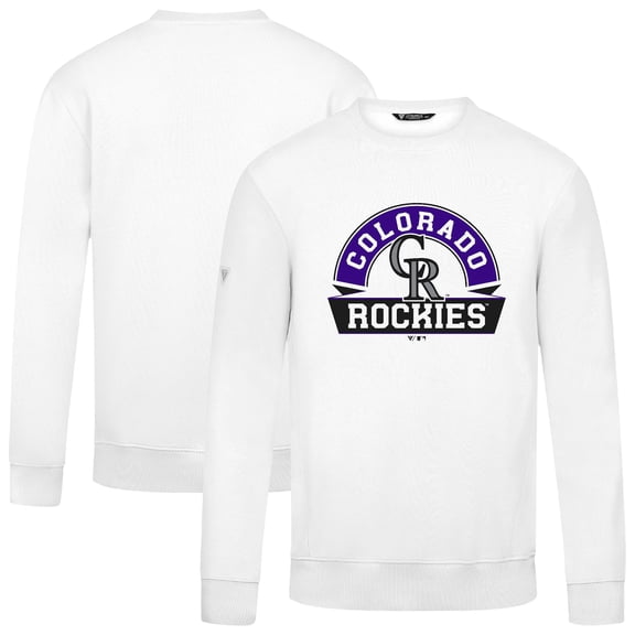 Men's Levelwear White Colorado Rockies Zane Banner Arch Sweatshirt