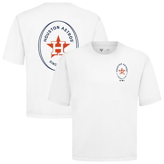 Men's Levelwear White Houston Astros Signet Oversized Luxe Signature Knit T-Shirt