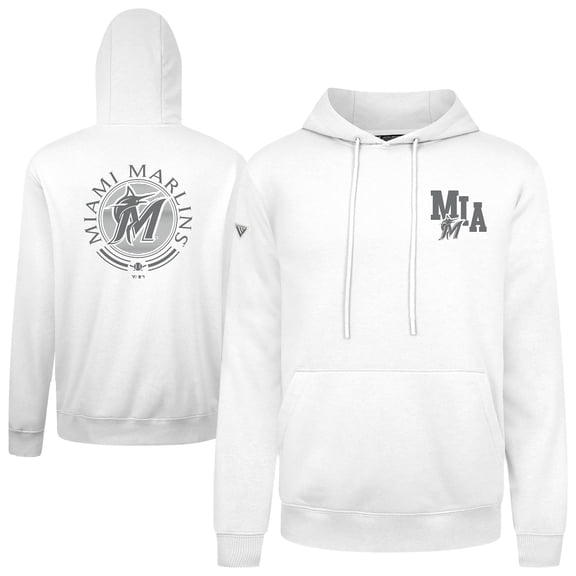 Men's Levelwear White Miami Marlins Podium Grain Hoodie