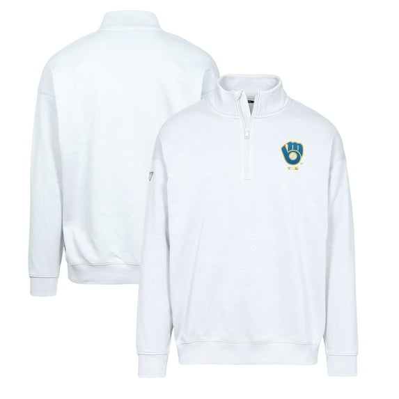 Men's Levelwear White Milwaukee Brewers Murray Core Logo Quarter-Zip Pullover Top