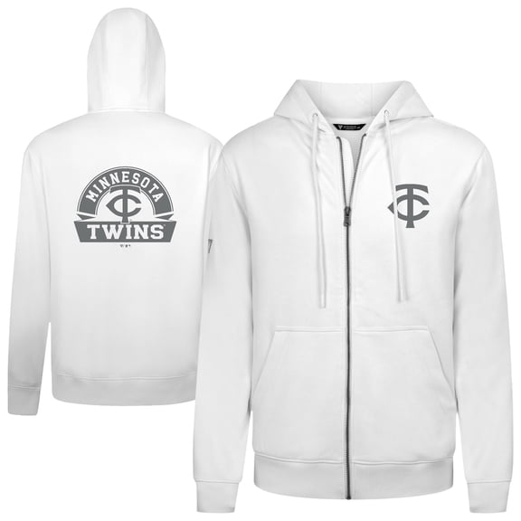 Men's Levelwear White Minnesota Twins Podium Banner Arch Full-Zip Hoodie